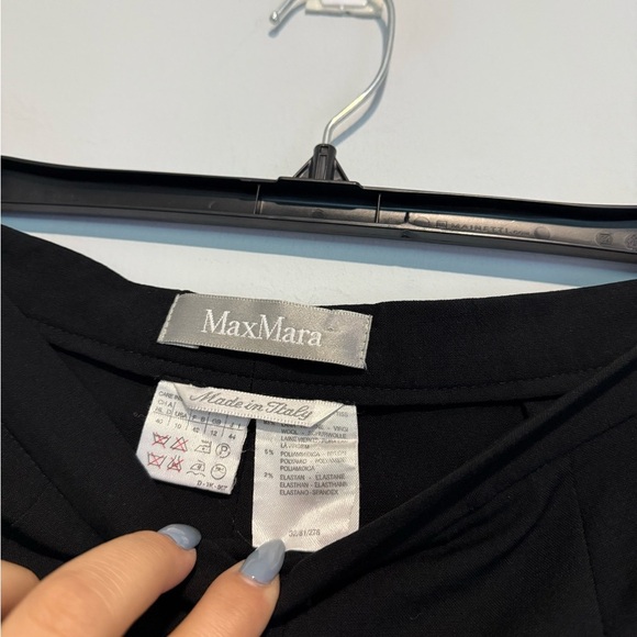 Max Mara Women Trouser Pants Sz 10 Black Wool Blend Tapered Side Zipper - Picture 4 of 5